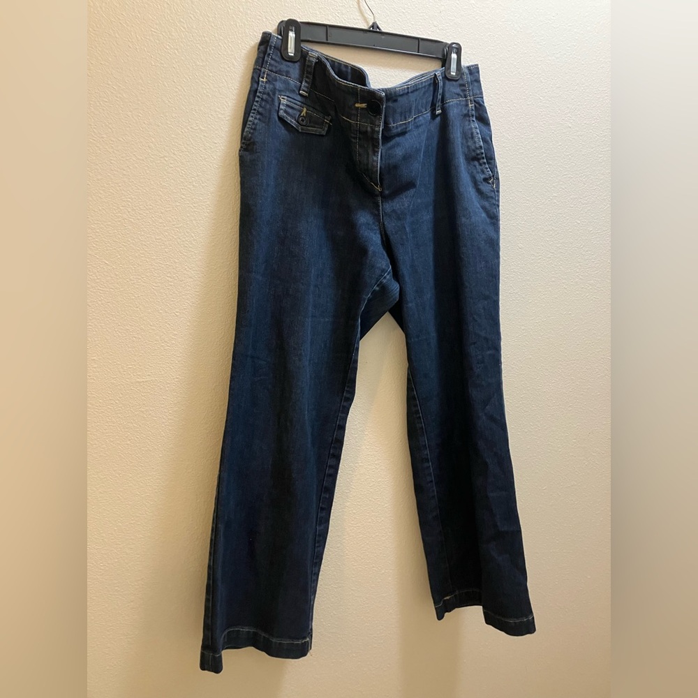 Like New Talbots 14 Petites Signature Flare Dark Blue Women Jeans